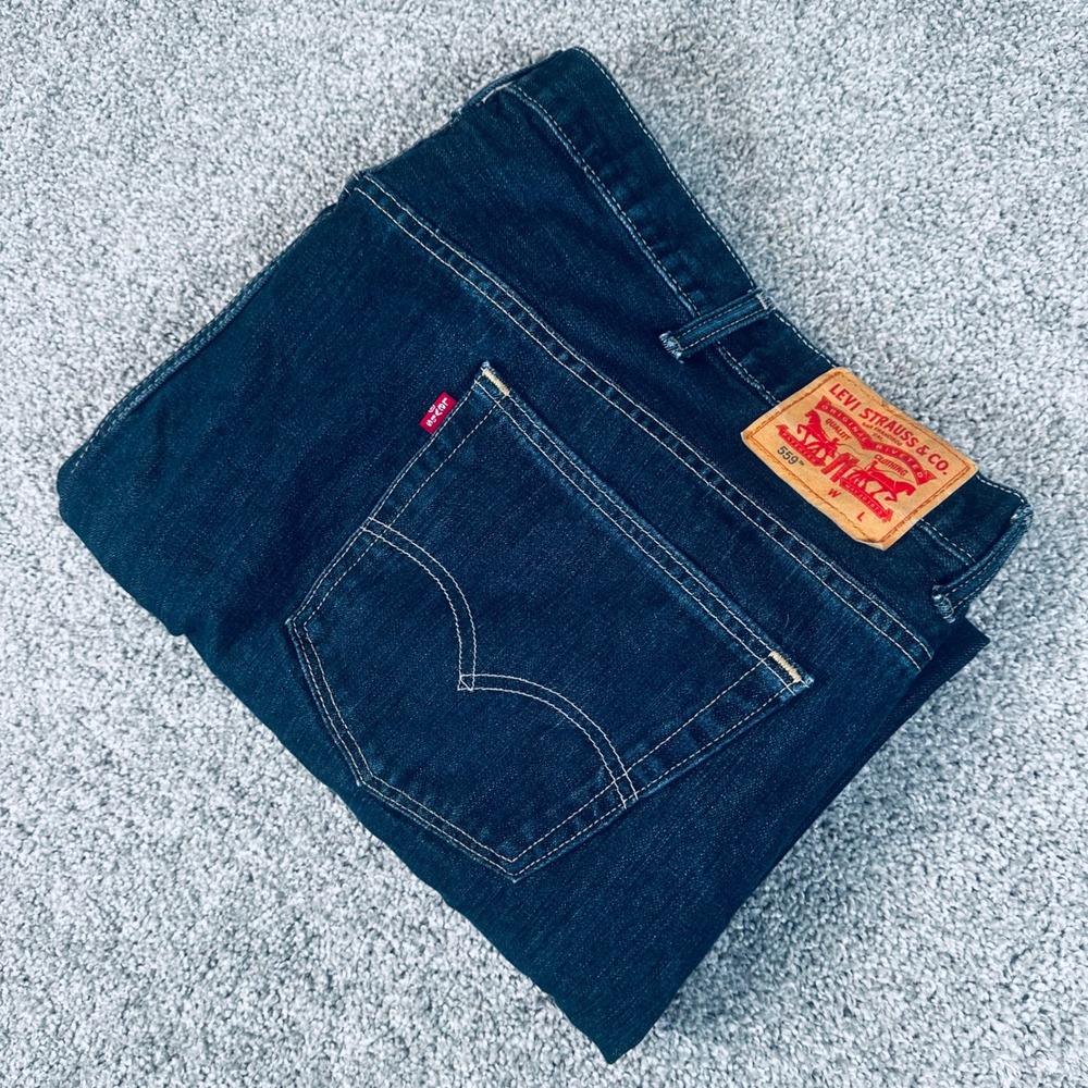 Levis 559 Relaxed Straight Jeans Mens 54x30 Dark Wash Indigo Denim Big & Tall